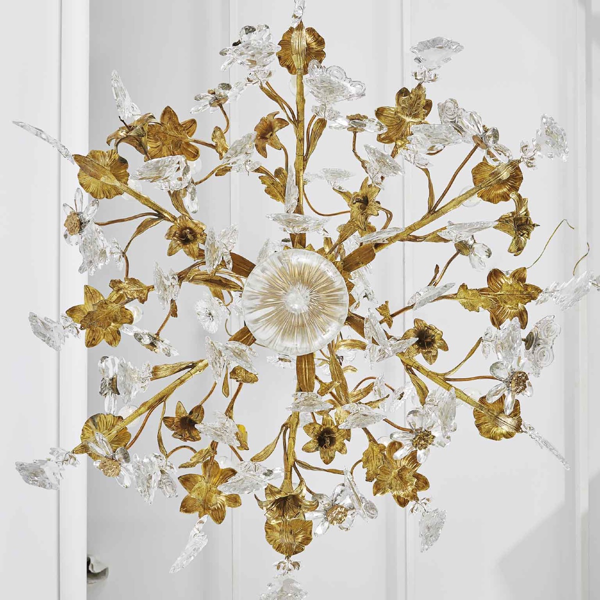 Lustre Tige En Bronze Doré Et Cristal 19ème-photo-3