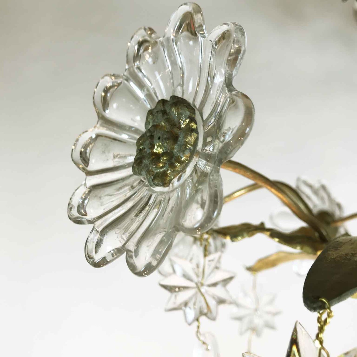 Lustre Tige En Bronze Doré Et Cristal 19ème-photo-4