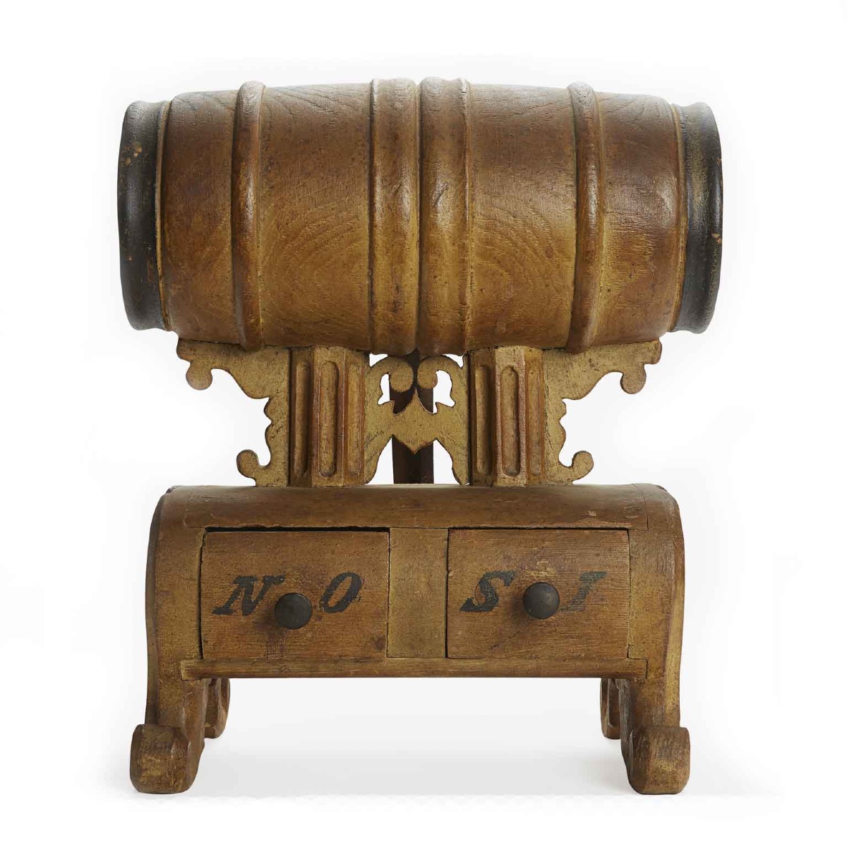  19th Century Italian Tuscan Box Confraternity Carved Barrel Voting Urn-photo-2