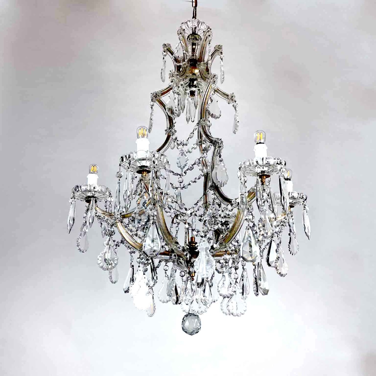 Marie Therese Crystal Chandelier Restored Half 20th-photo-3