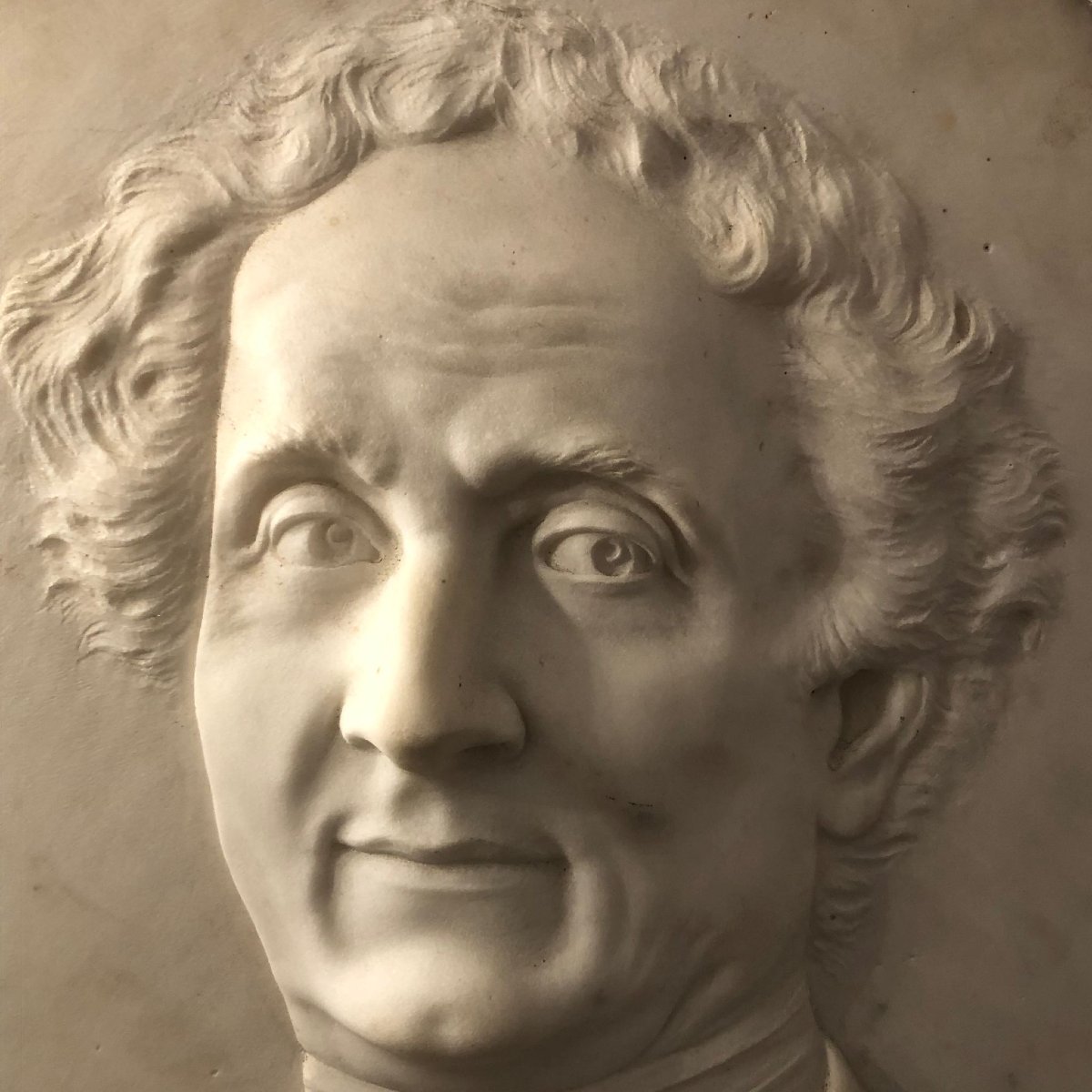 19th Century White Marble Italian Lawyer Portrait Relief-photo-5