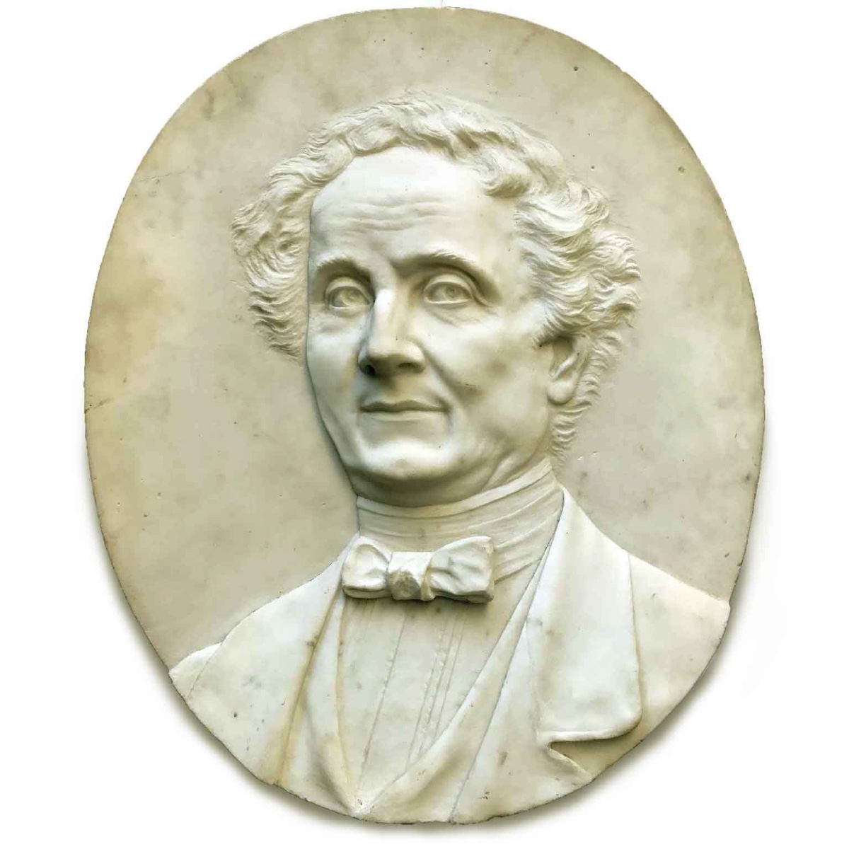 Bas Relief Italien En Marbre Blanc Représentant Un Avocat Italien 19ème