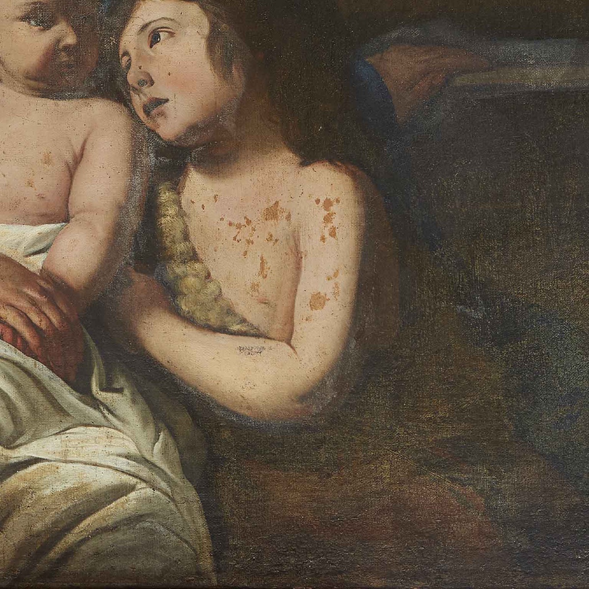 Madonna With Child And Saint John 17th Century Lombard Italian School-photo-4