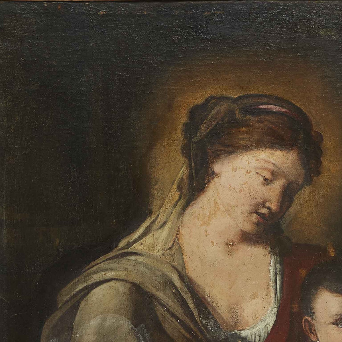 Madonna With Child And Saint John 17th Century Lombard Italian School-photo-2
