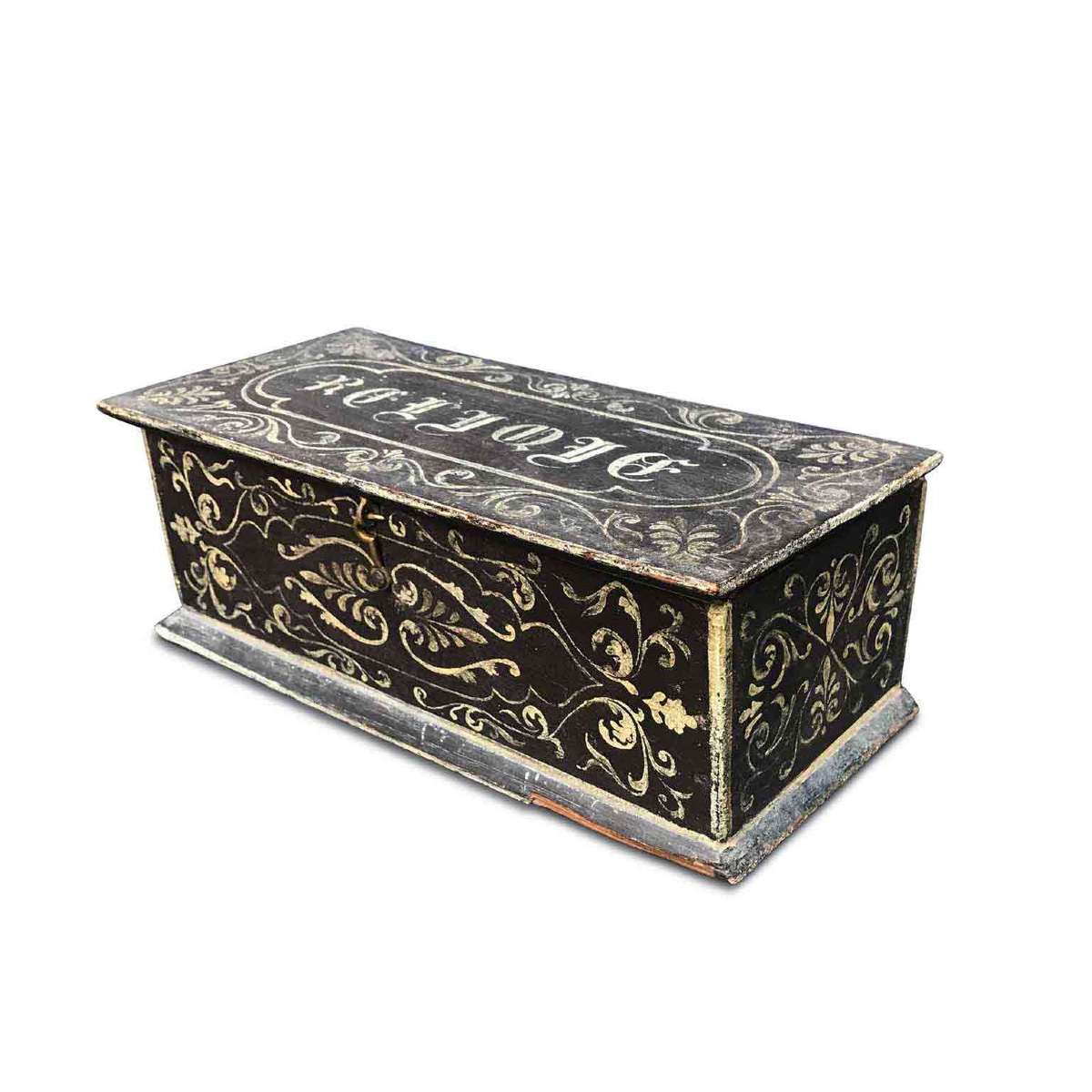 French 19th Century Lacquered Oak Reliquary Box
