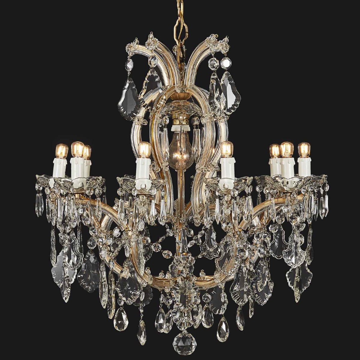 Italian Crystal Chandelier Maria Theresa Eleven-light Pendant 1950 Circa