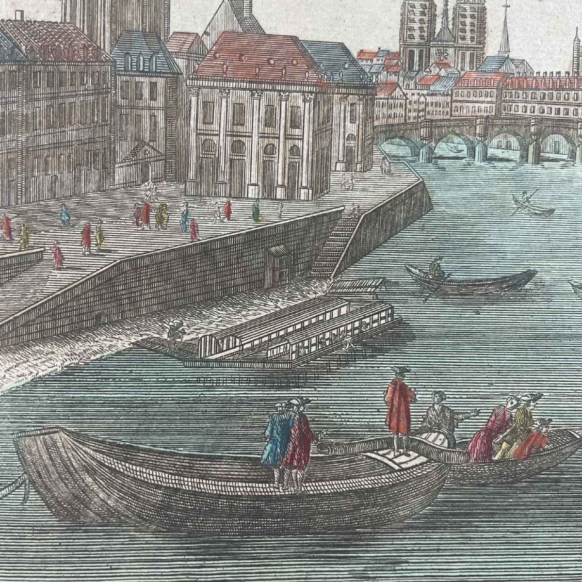 View Of The Seine In Paris Between Pont Neuf And Pont Royal Late 1700-photo-2