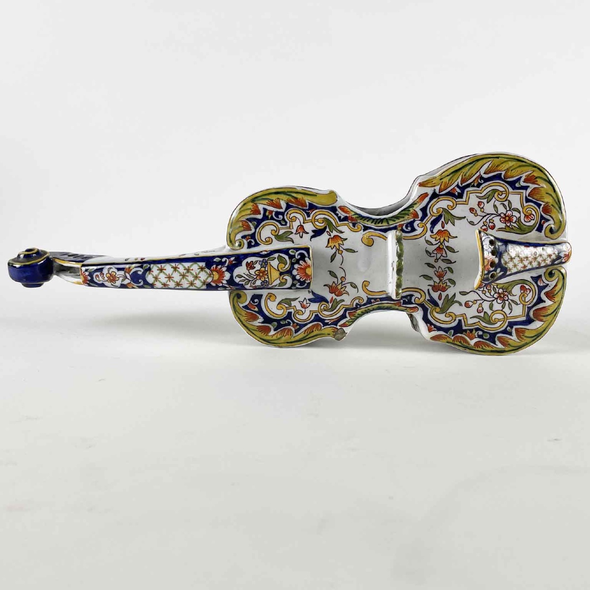 French Majolica Violin Rouen 1800s-photo-2