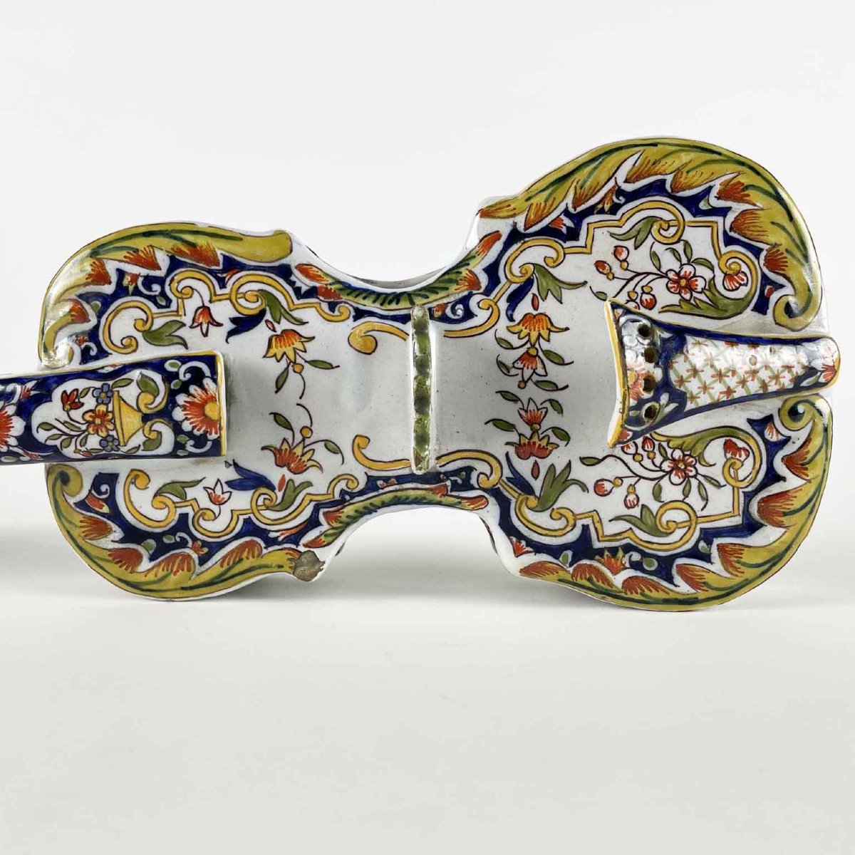 French Majolica Violin Rouen 1800s-photo-3