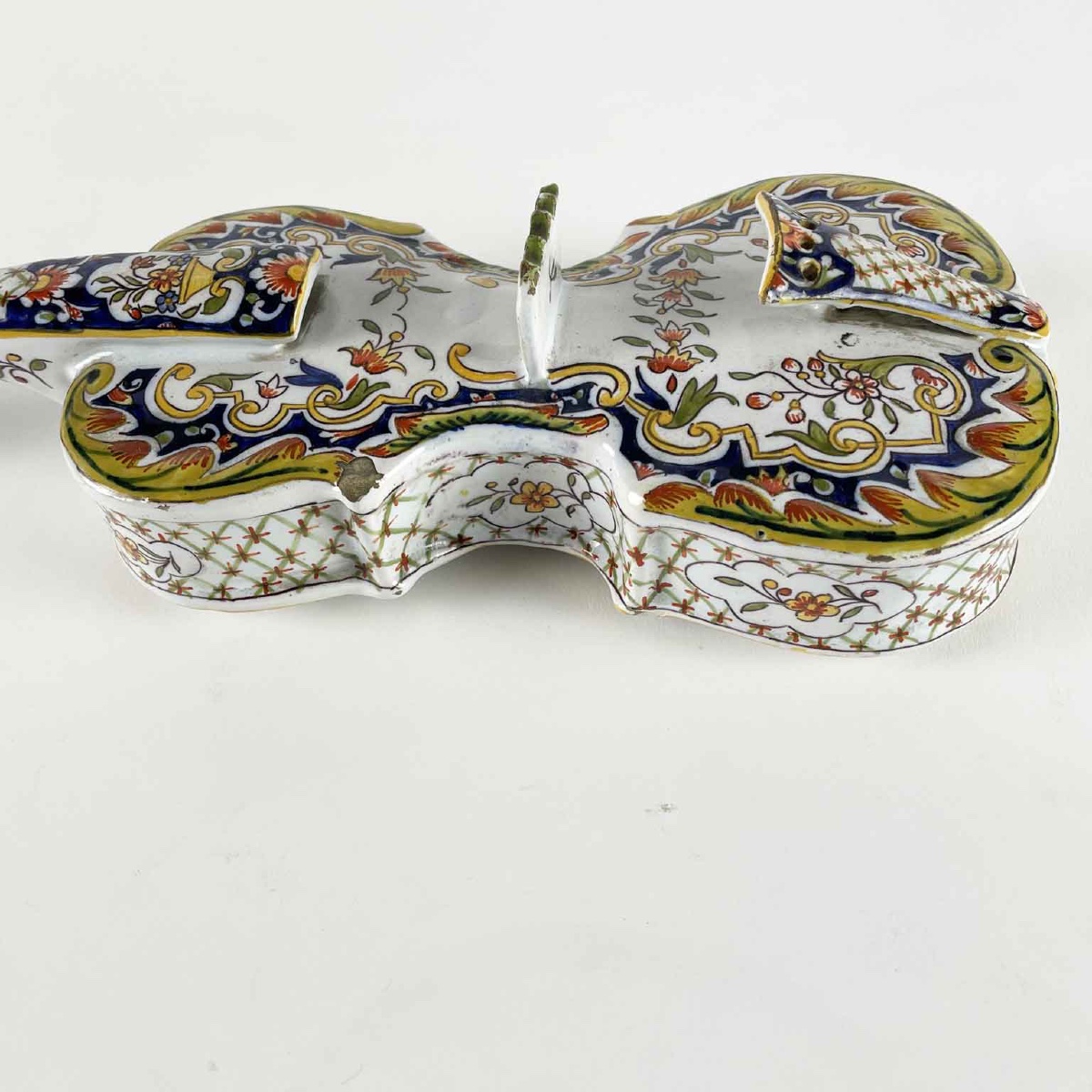 French Majolica Violin Rouen 1800s-photo-2