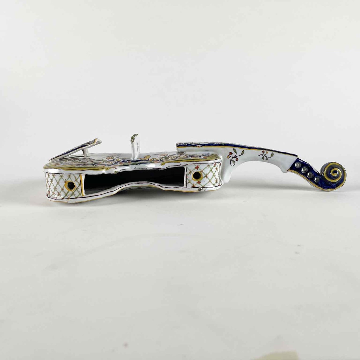 French Majolica Violin Rouen 1800s-photo-5