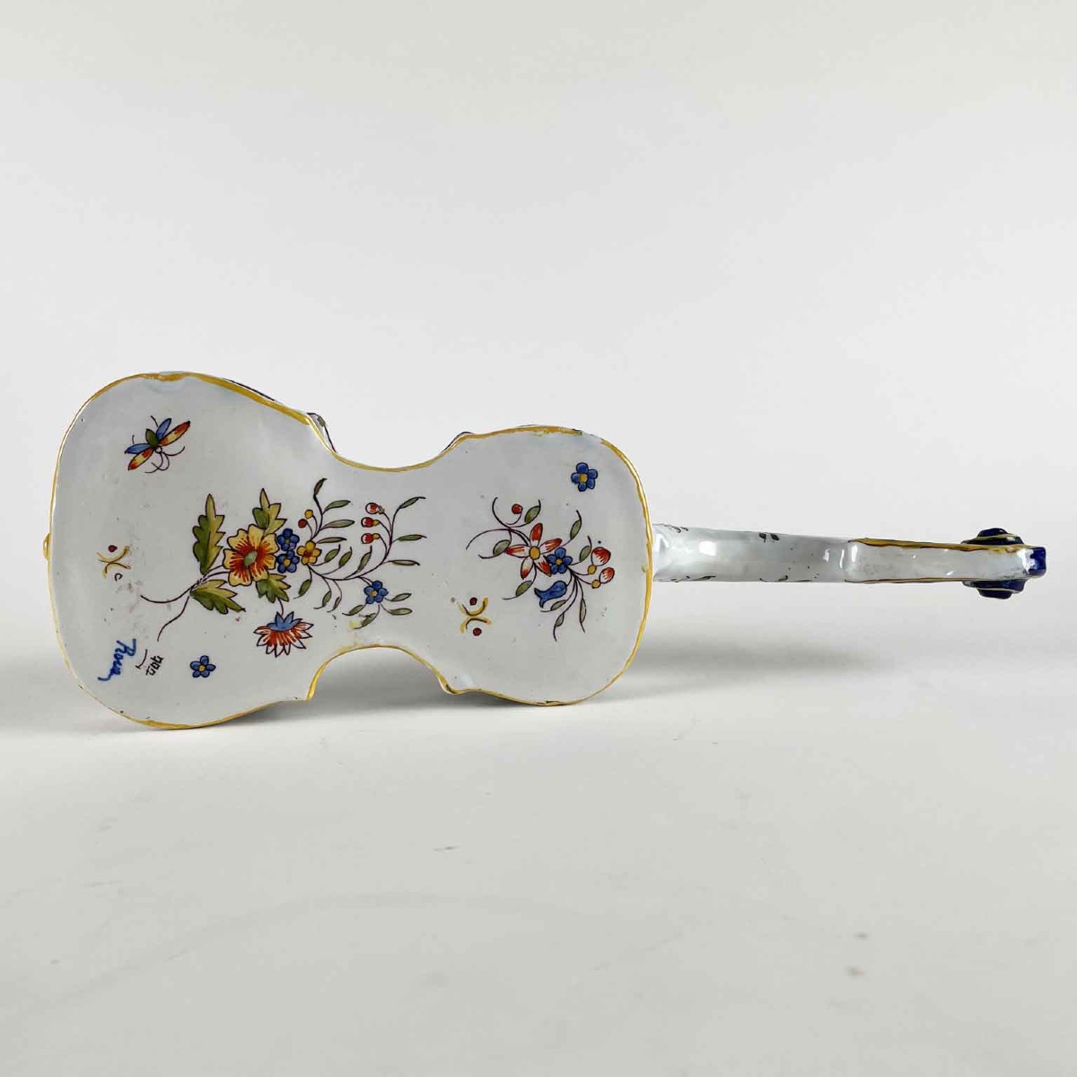 French Majolica Violin Rouen 1800s-photo-6