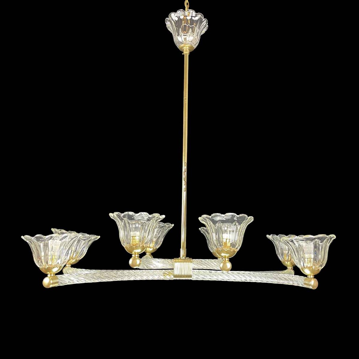Barovier Venetian Murano Glass Italian Chandelier 1940s Art Deco-photo-2