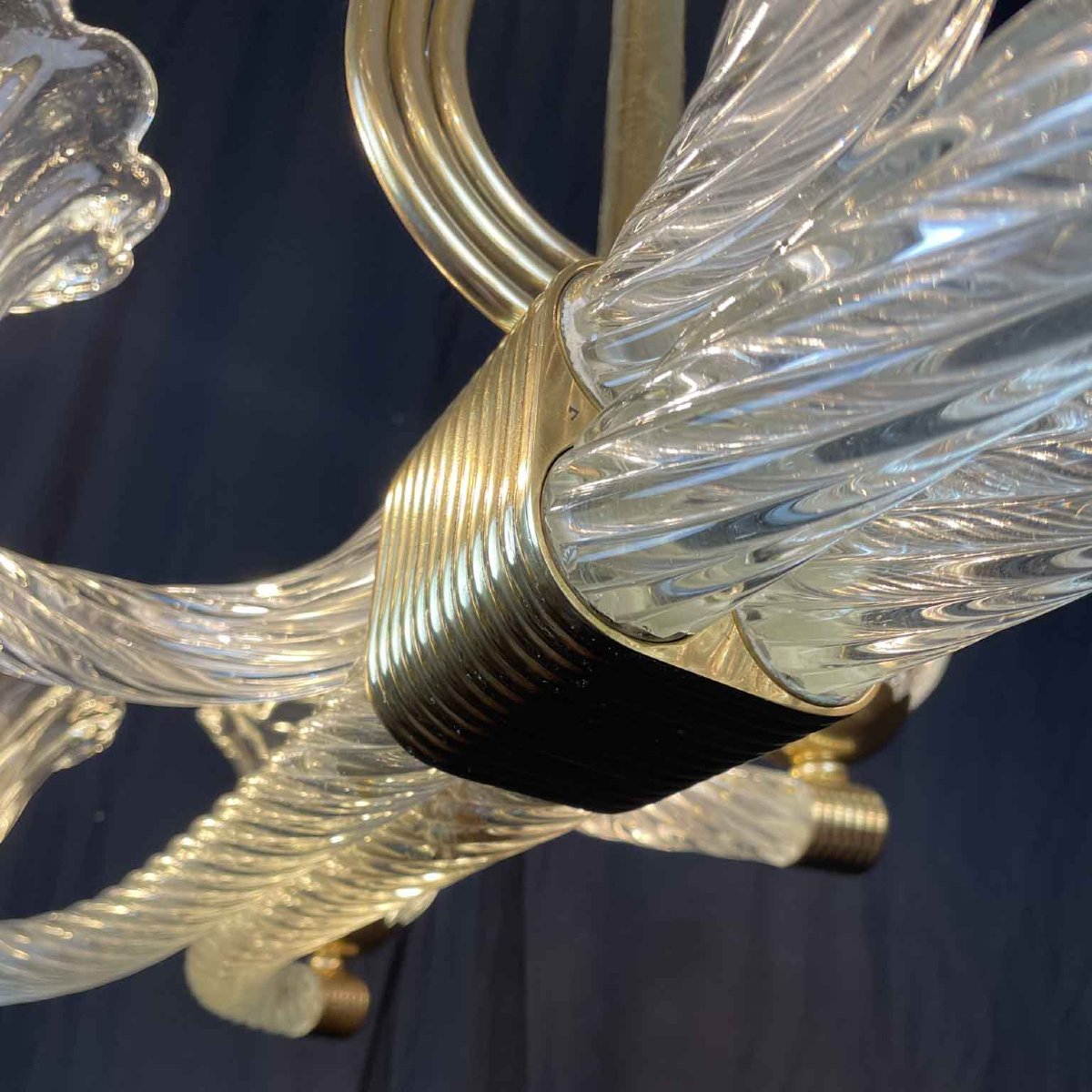 Barovier Venetian Murano Glass Italian Chandelier 1940s Art Deco-photo-4