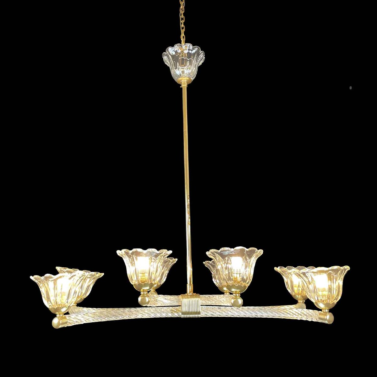 Barovier Venetian Murano Glass Italian Chandelier 1940s Art Deco-photo-7