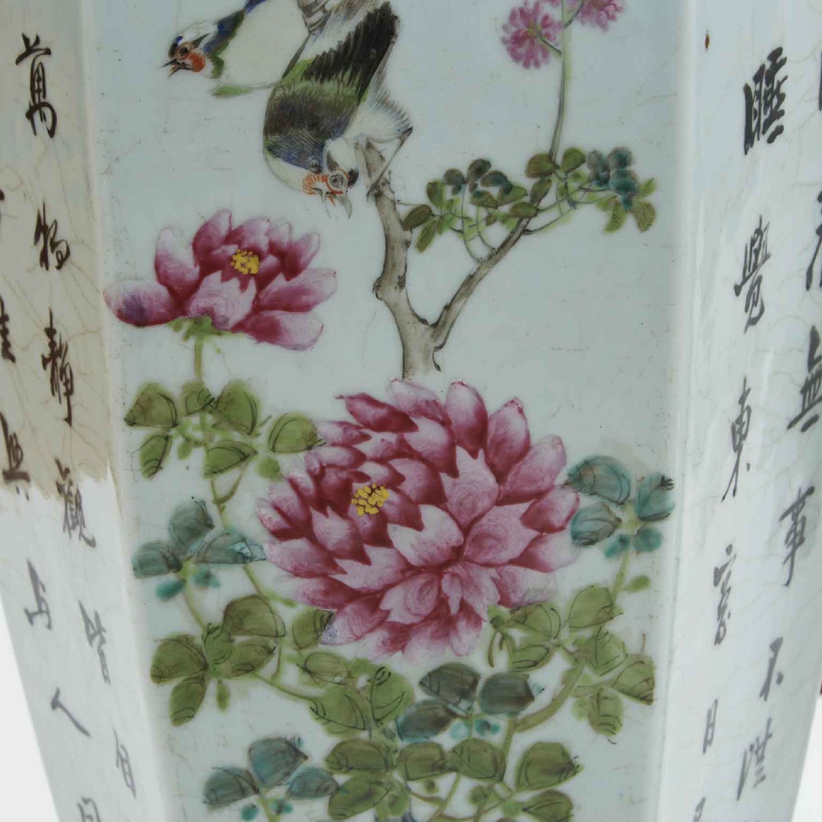 Pair Of Chinese Hexagonal Porcelain Vases Qing Dynasty 19th Century-photo-1