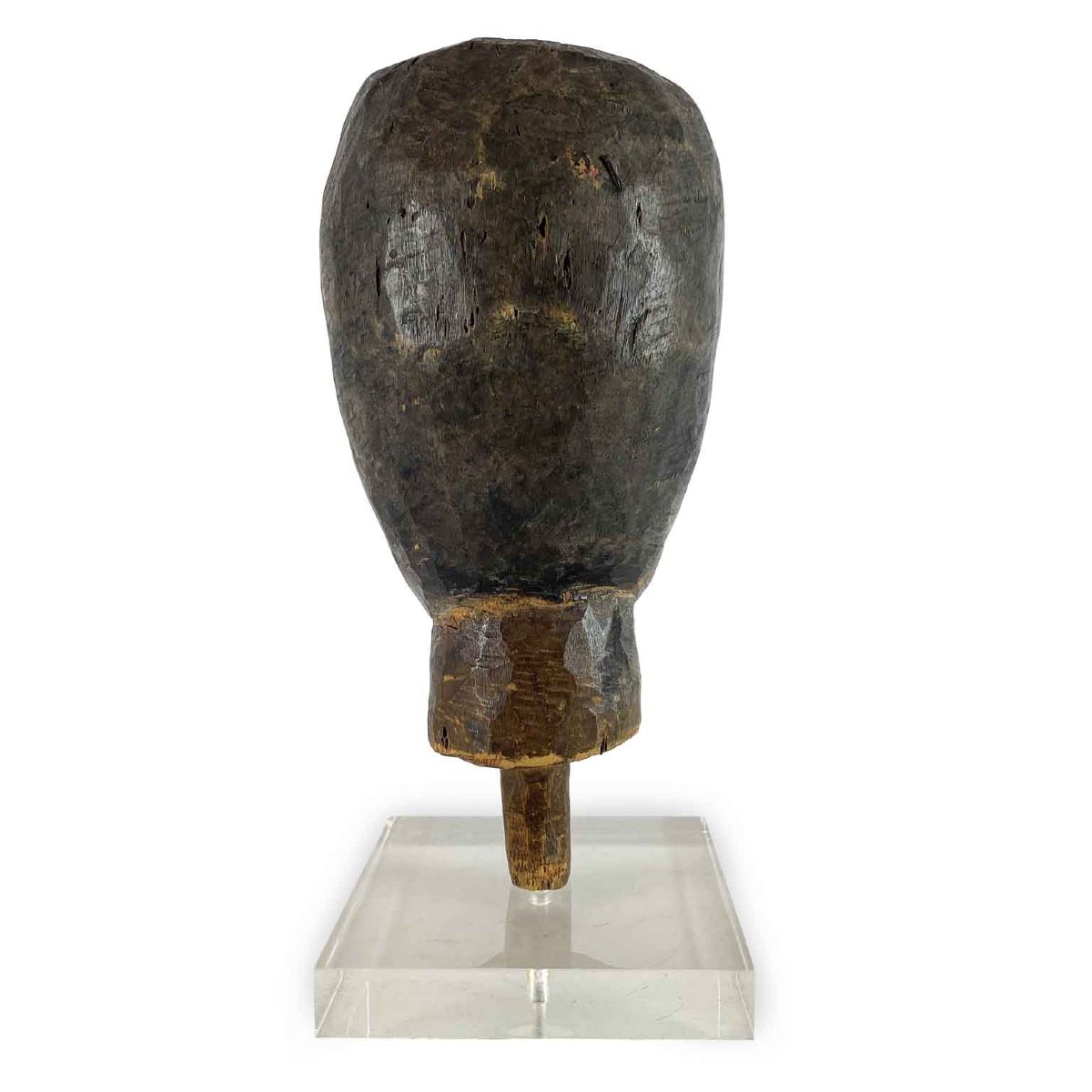 Asian Painted Carved Head Early 1900s-photo-4