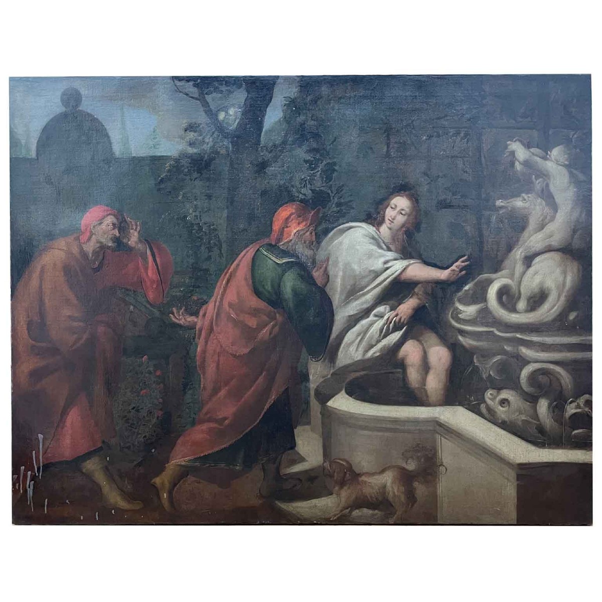Scène Biblique Italien avec Personnages et Architecture 19éme