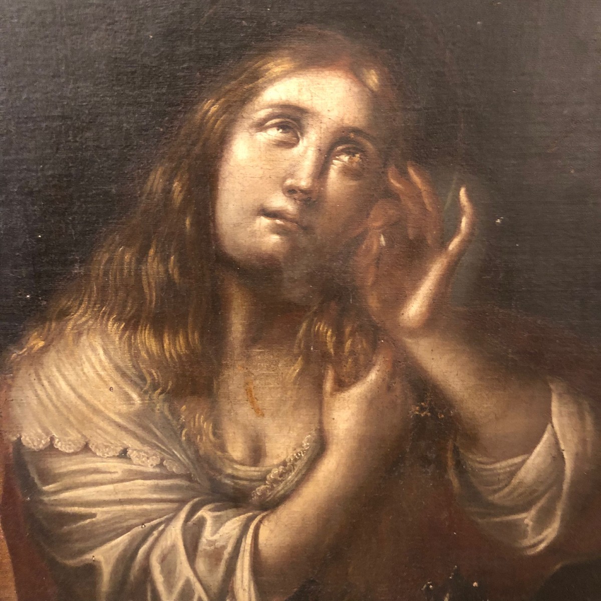 Mary Magdalene 17th Century Italian Religious Painting Oil On Canvas Unframed-photo-3