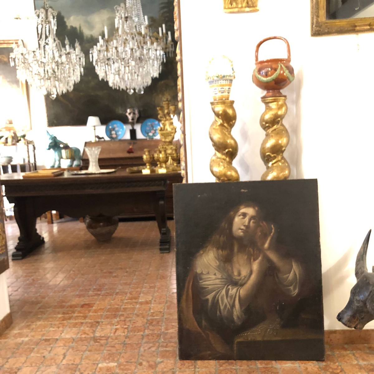 Mary Magdalene 17th Century Italian Religious Painting Oil On Canvas Unframed-photo-4