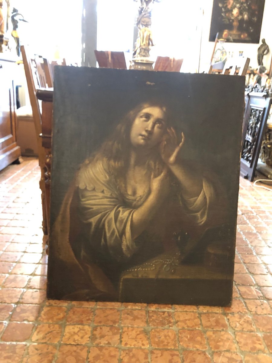 Mary Magdalene 17th Century Italian Religious Painting Oil On Canvas Unframed-photo-2