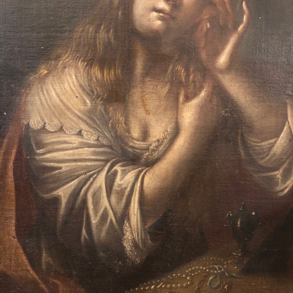 Mary Magdalene 17th Century Italian Religious Painting Oil On Canvas Unframed-photo-4