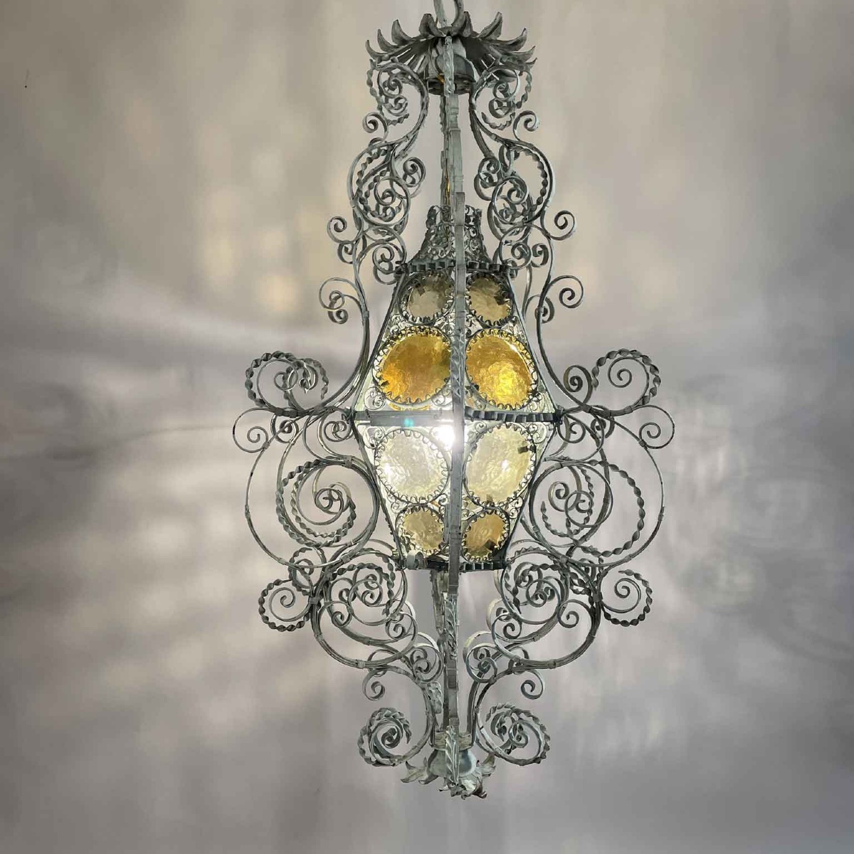 Lanterne Italien En Fer Forgé  Art Nouveau Début 20ème-photo-4