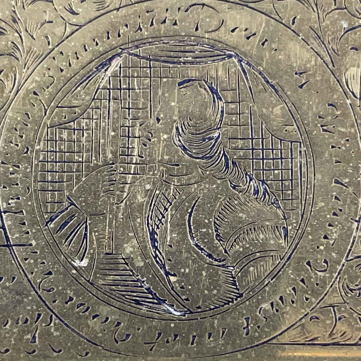 18th Century Dutch Brass Tobacco Box With Figures-photo-1