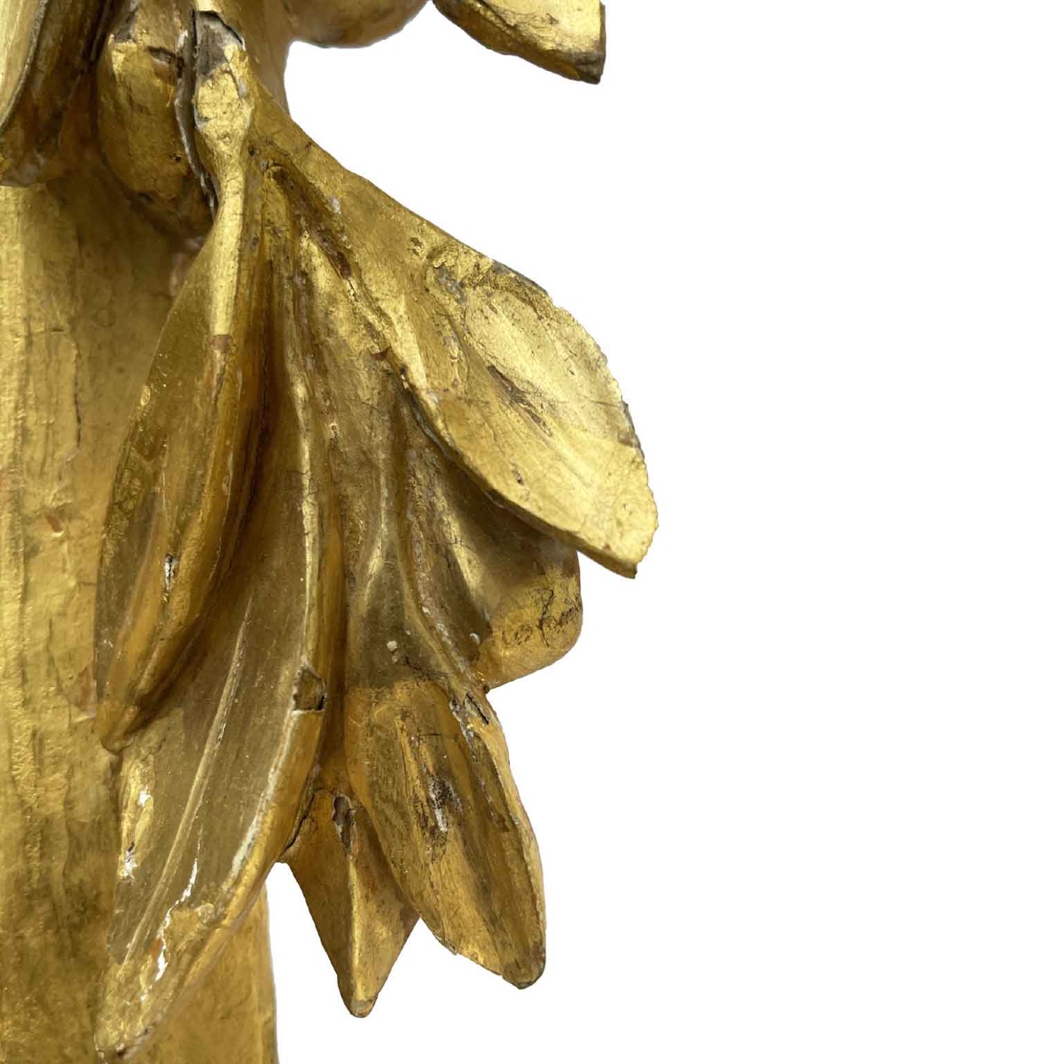 Italian Carved And Gilt Wood Mirror Topped By Garland And Putto 1800s-photo-1