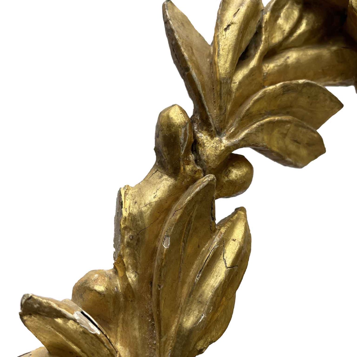 Italian Carved And Gilt Wood Mirror Topped By Garland And Putto 1800s-photo-3