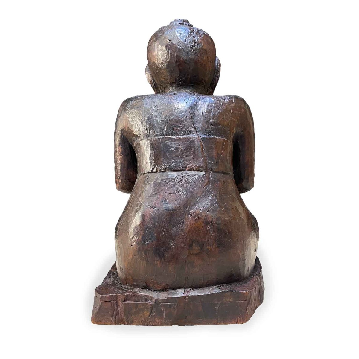Burmese Carved Monk Figure Early 1900s-photo-4