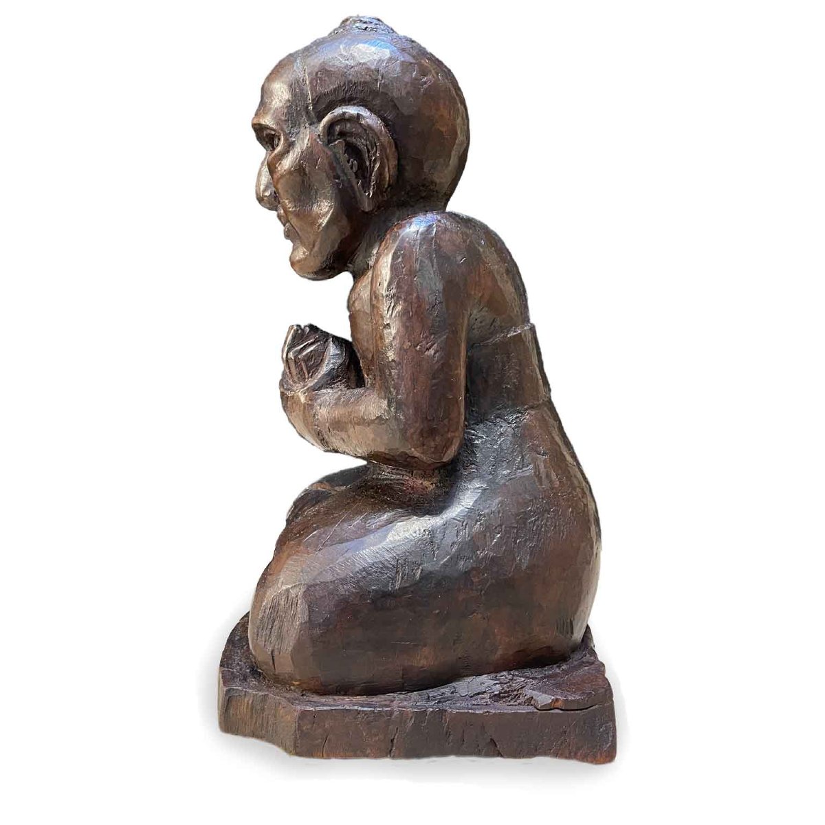 Burmese Carved Monk Figure Early 1900s-photo-1