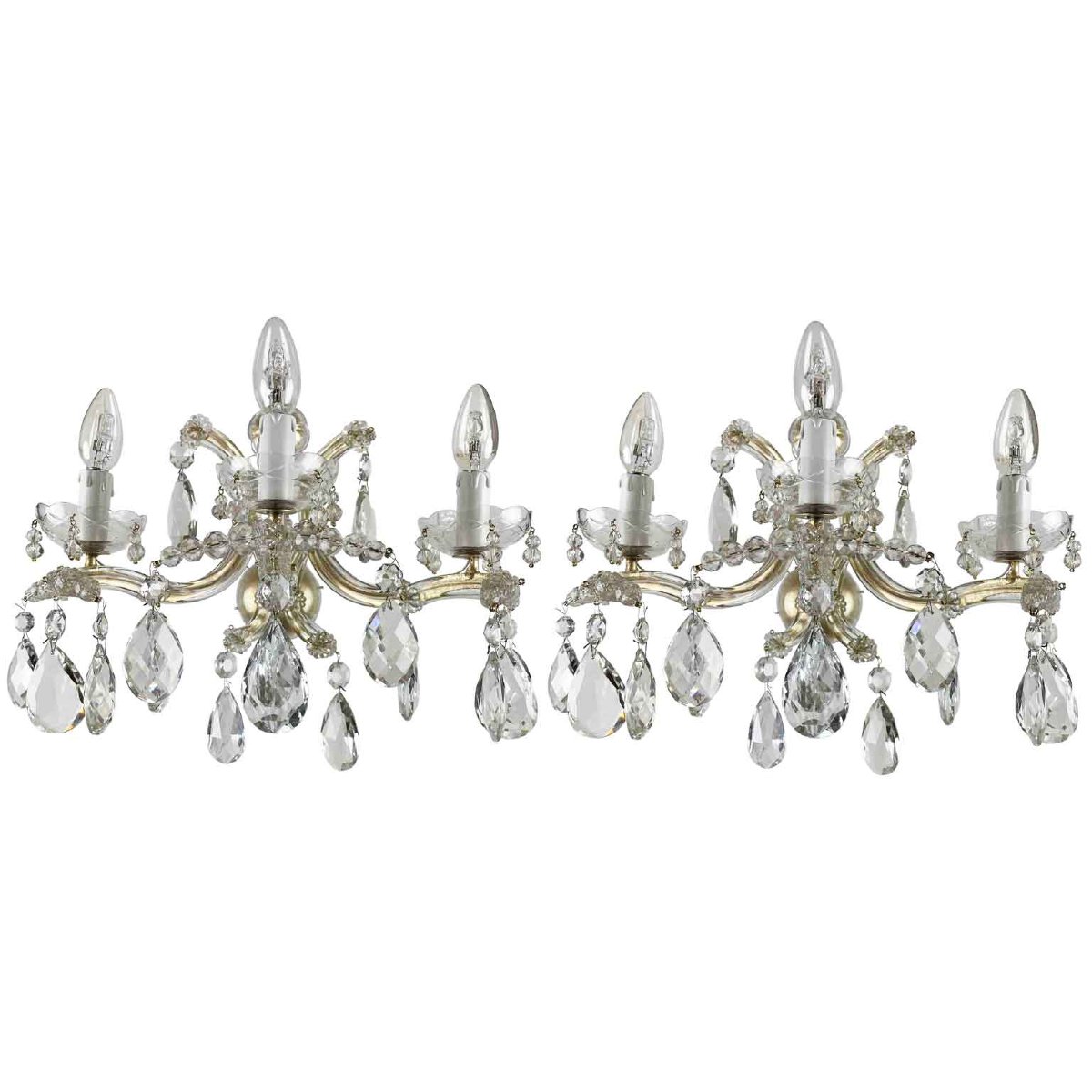 Pair Of Marie Therese Crystal Wall Lights 1950s-photo-3