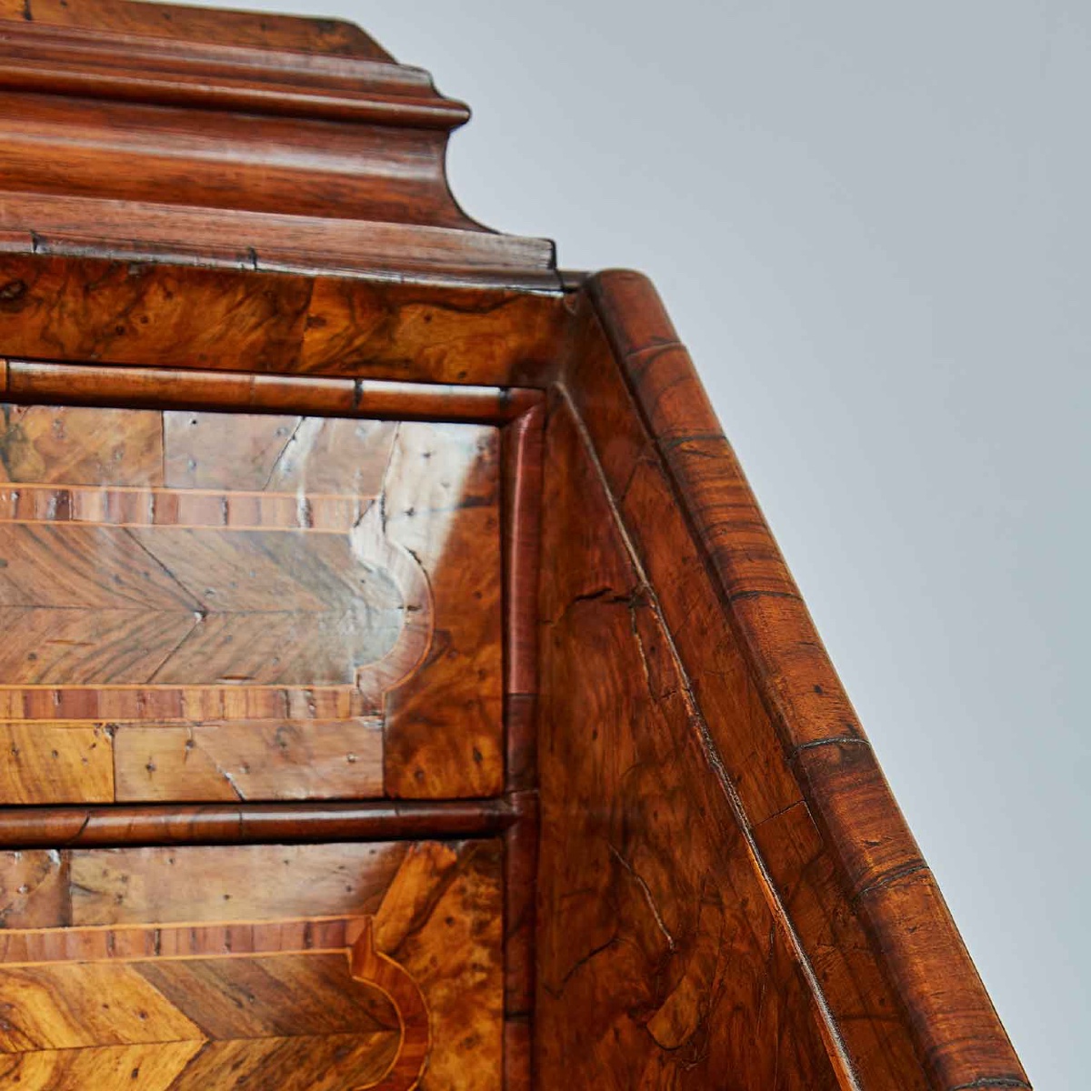 Paire De Commodes à Abattant Italiennes Du XVIIIe Siècle En Noyer Et Racine De Noyer-photo-6