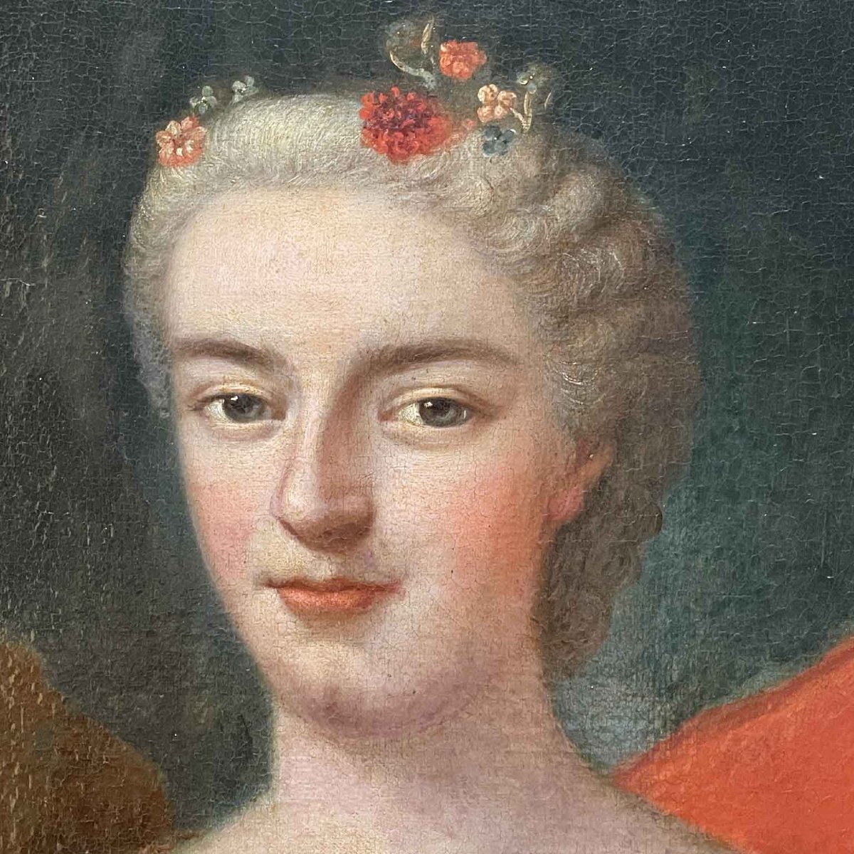 Portrait Of Lady In Blue Dress French School 18th Century-photo-2