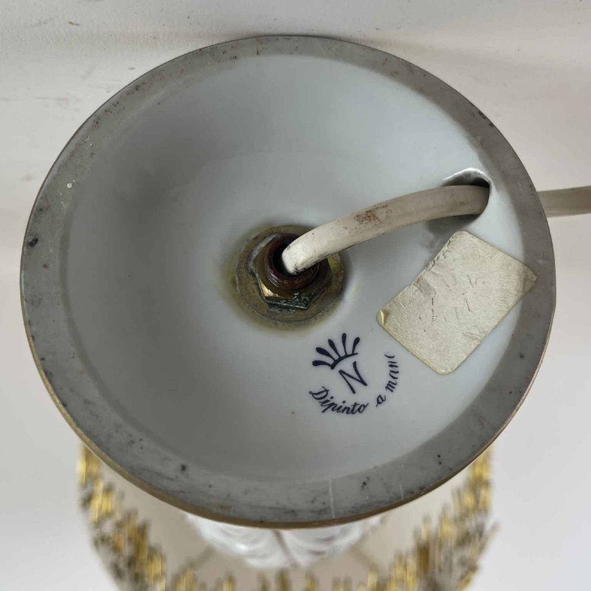 Lampe de table avec dôme en verre et frange-photo-2