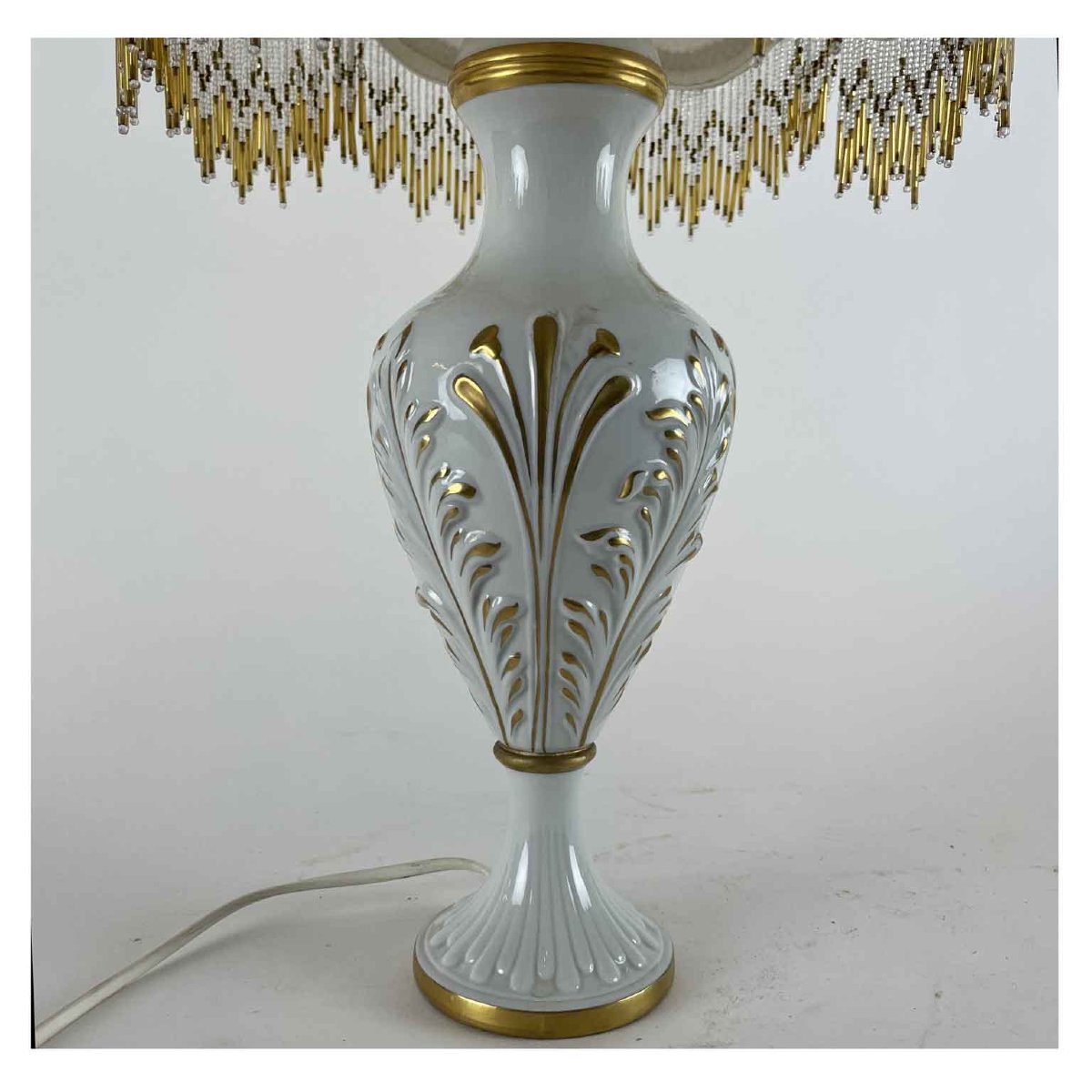 Lampe de table avec dôme en verre et frange-photo-3