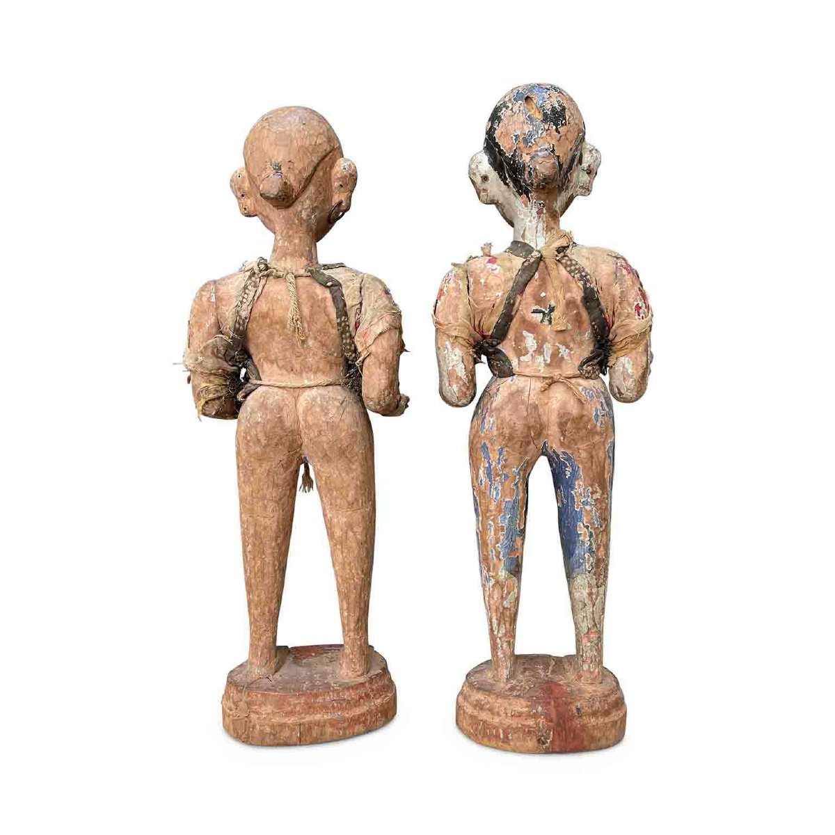 Paire de Sculptures Indonésiennes 18ème Deux Figures de Femmes en Bois -photo-3