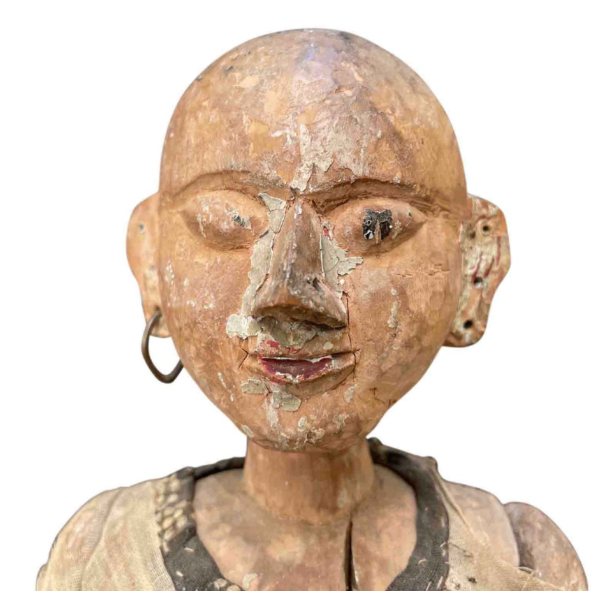 Paire de Sculptures Indonésiennes 18ème Deux Figures de Femmes en Bois -photo-2