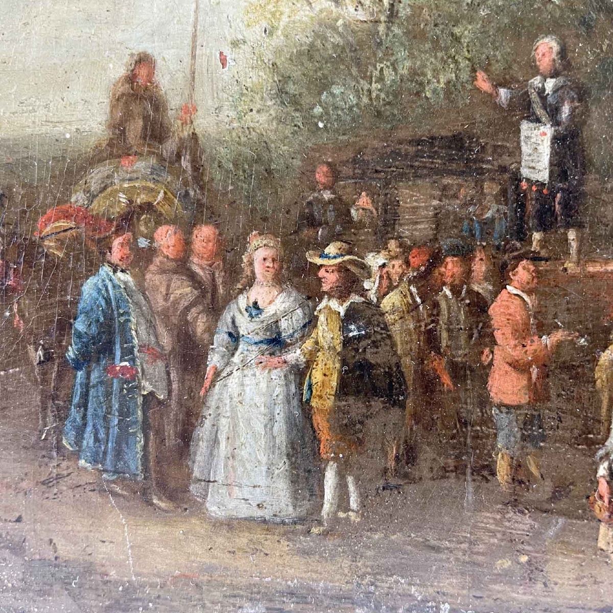 Peinture Flamande Sur Cuivre 17ème  Scène De Comédie Italienne-photo-4