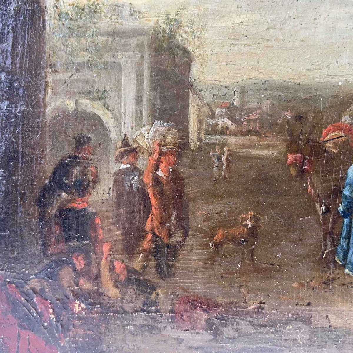 Peinture Flamande Sur Cuivre 17ème  Scène De Comédie Italienne-photo-2