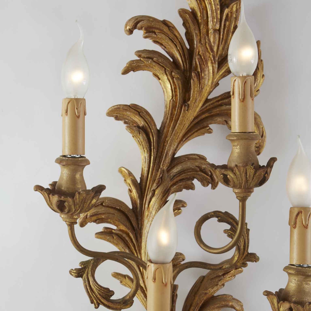 Paire De Grandes Appliques Florentin Sculptées Et Dorées  Style Louis XV Chelini Firenze 1990-photo-2