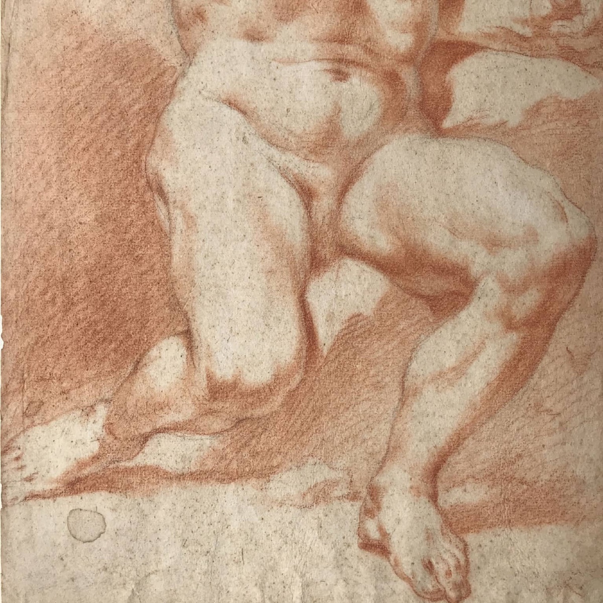 Paire De Sanguine Sur Papier Avec Académie d'Homme 18ème-photo-3