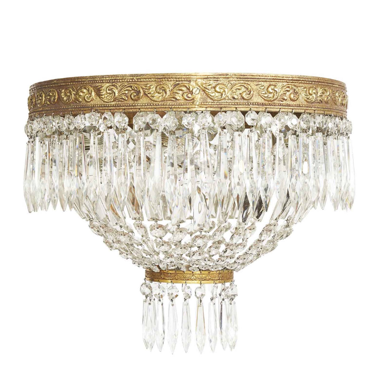 Italian Crystal And Bronze Ceiling Lamp 1960s Circa-photo-3