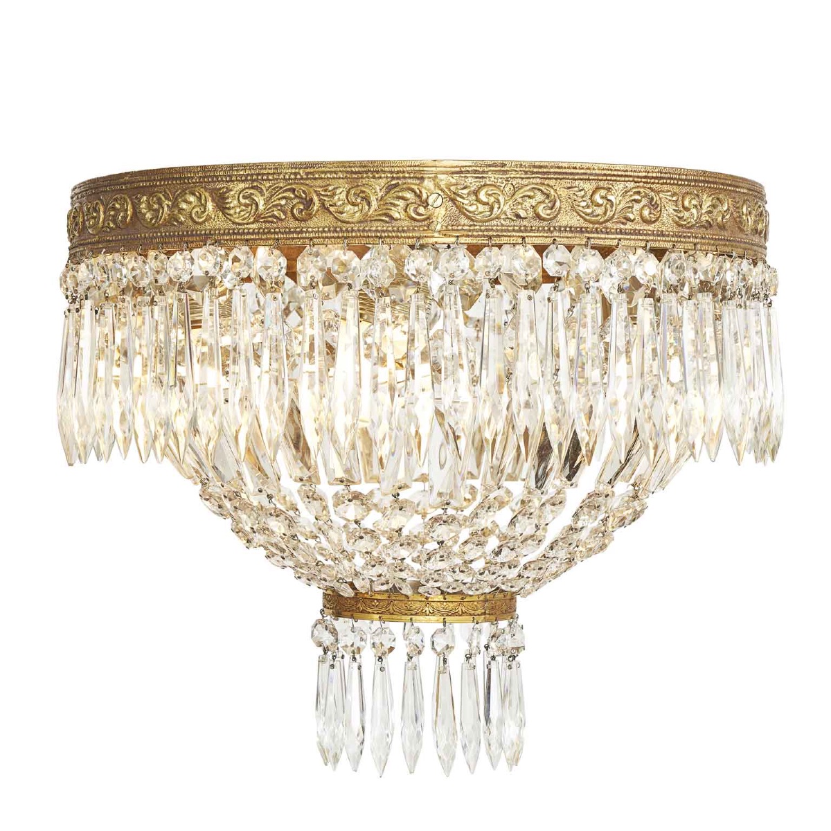 Italian Crystal And Bronze Ceiling Lamp 1960s Circa-photo-4