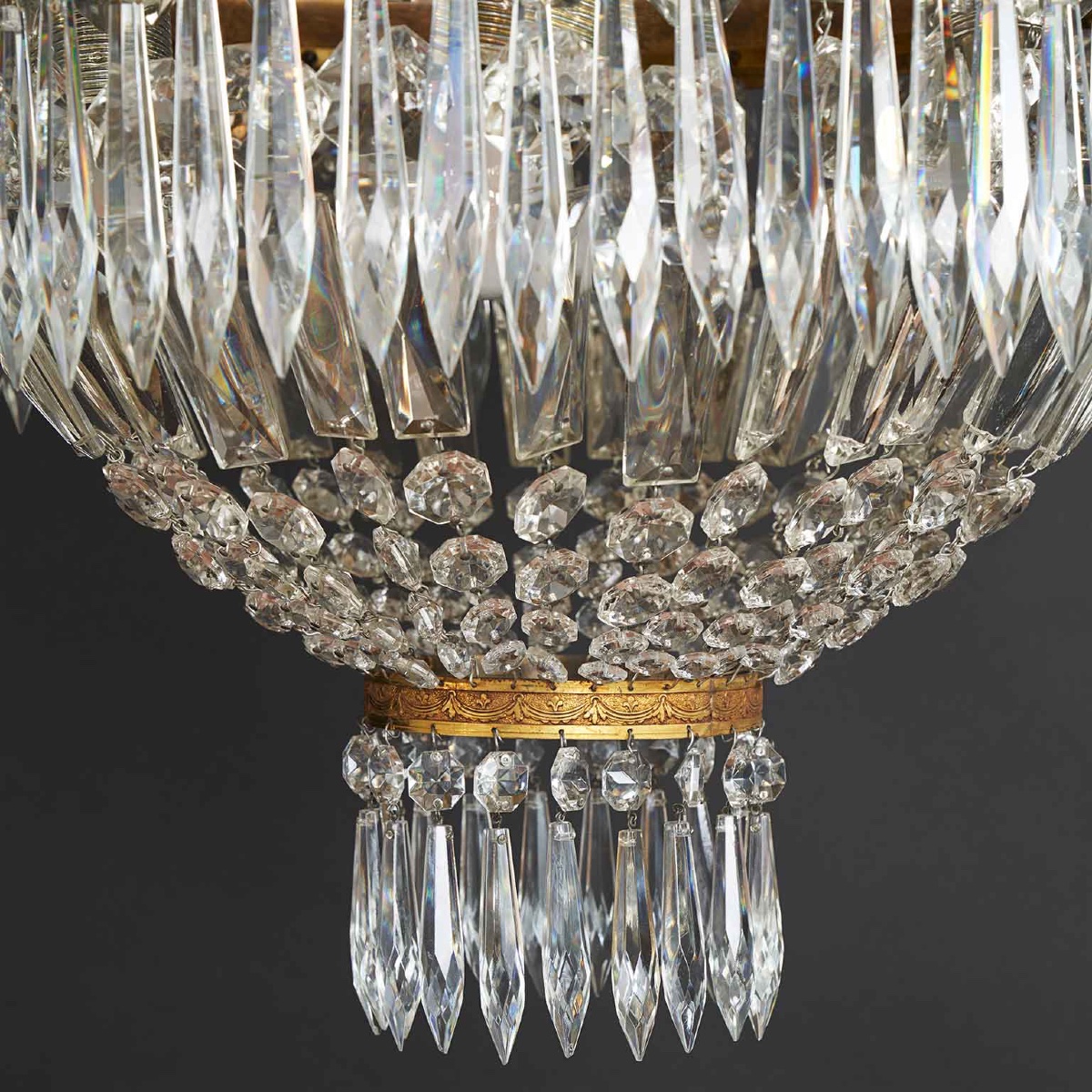 Italian Crystal And Bronze Ceiling Lamp 1960s Circa-photo-1