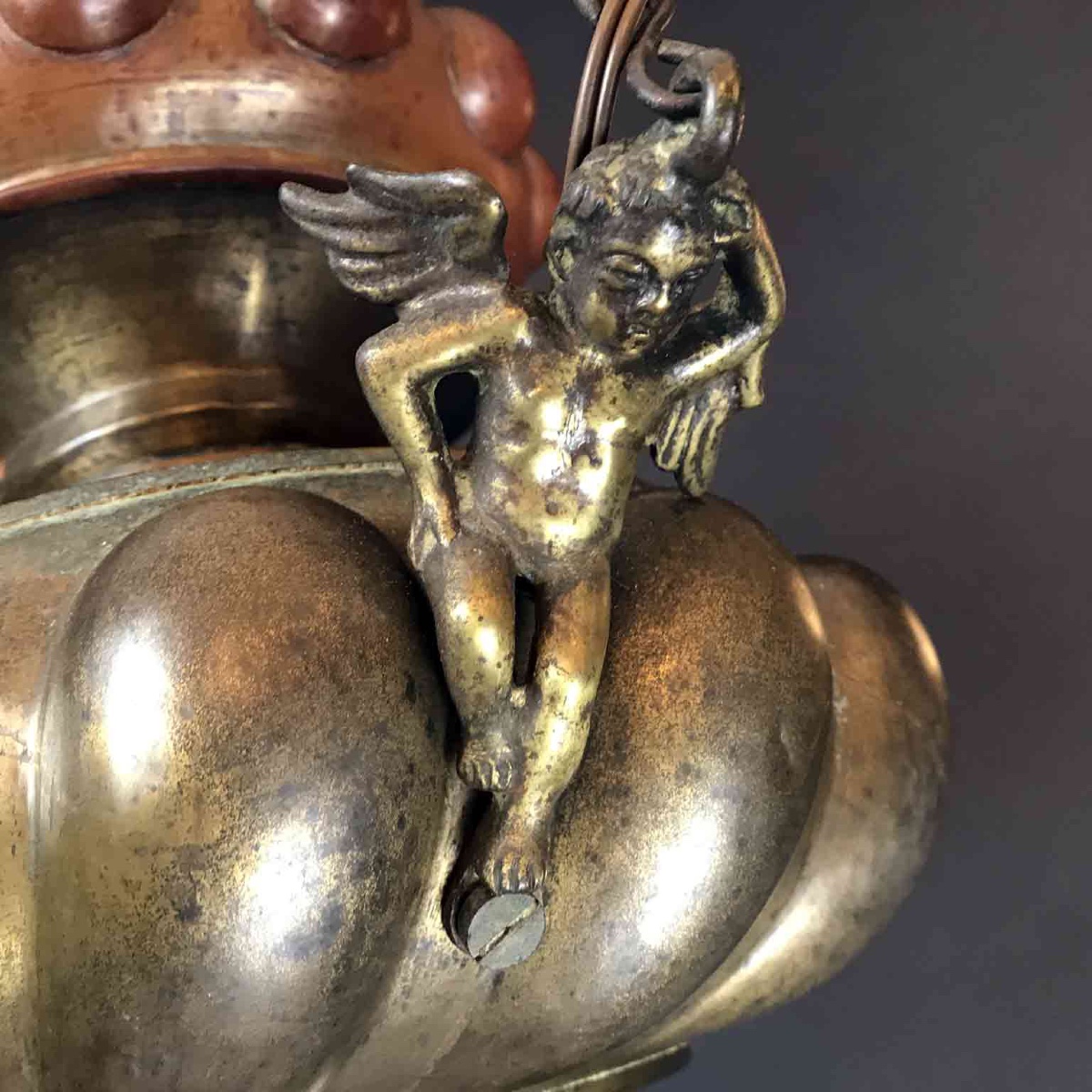 Lampe d'église En Laiton  Et Cuivre  19ème -photo-1