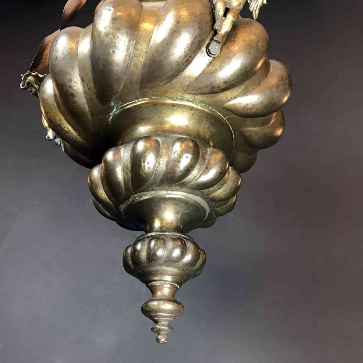 Lampe d'église En Laiton  Et Cuivre  19ème -photo-5