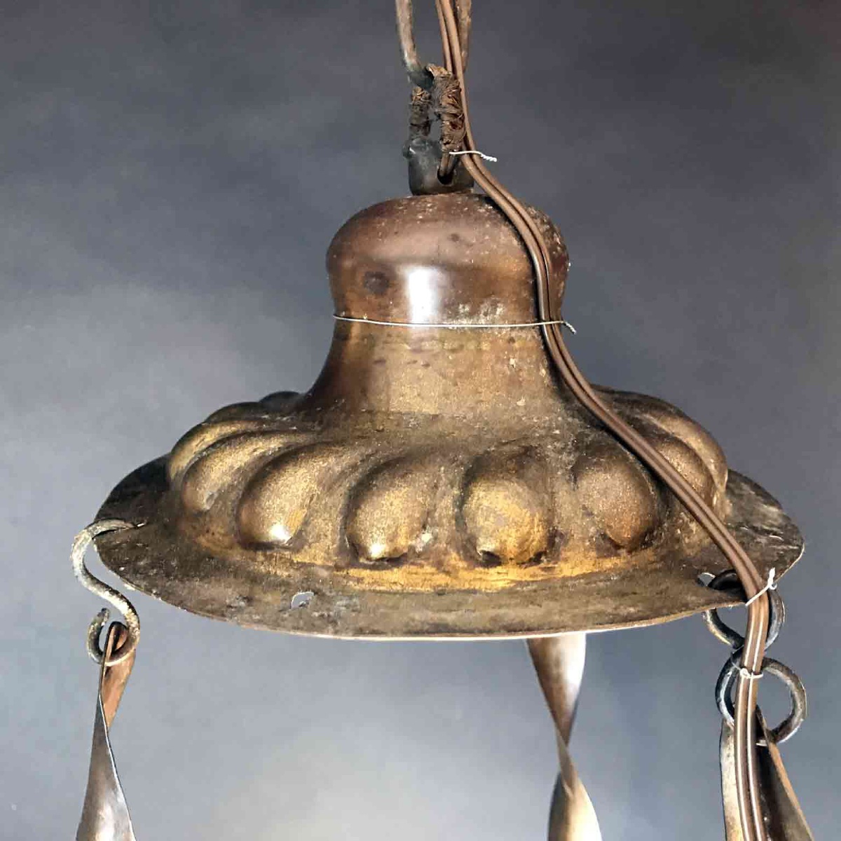 Lampe d'église En Laiton  Et Cuivre  19ème -photo-6