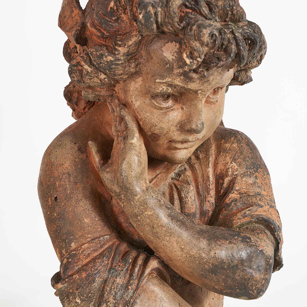 Paire De Enfants En Terre Cuite Sculptures Italienne 19ème-photo-4